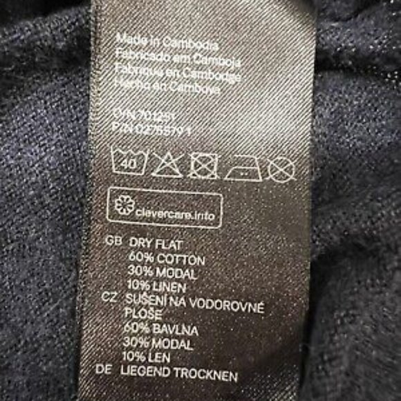 💕 3/$25 💕 H&M L.O.G.G. Linen Blend Navy Cardigan Sweater - Picture 5 of 6